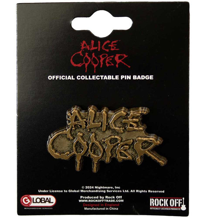 Alice Cooper Pin Badge: Dripping Logo Gold