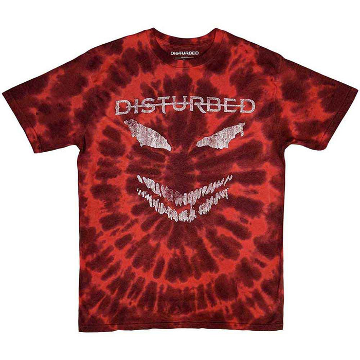 Disturbed Unisex T-Shirt: Scary Face (Wash Collection) - Red