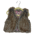 Fur Vest / Red Floral Lining