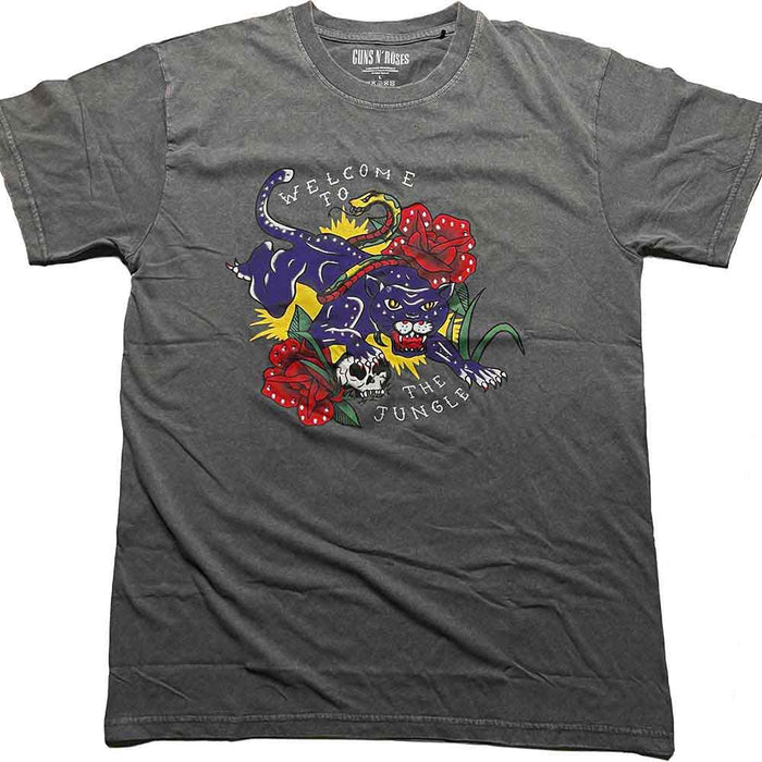 Guns N' Roses Unisex T-Shirt: Welcome to the Jungle (Embellished) - Grey