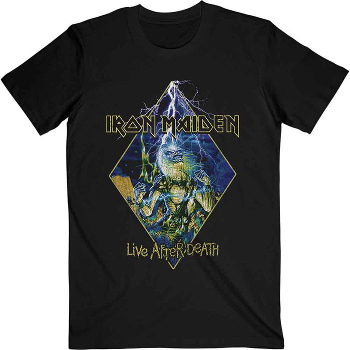 Iron Maiden Unisex T-Shirt: Live After Death Diamond - Black