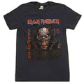 Iron Maiden Unisex T-Shirt: Senjutsu Black Cover Vertical Logo - Navy Blue