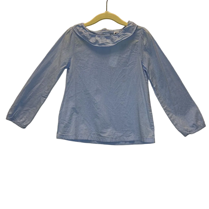LS Boat Neck Ruffle Collar Shirt/Button Back
