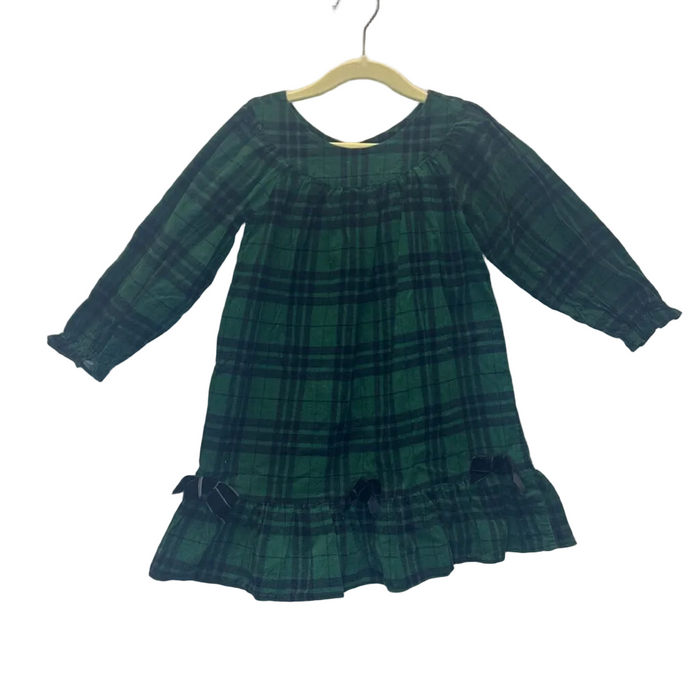 LS Boatneck Corduroy Dress/Plaid