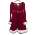 LS Christmas Dress/ Faux Fur Cuffs
