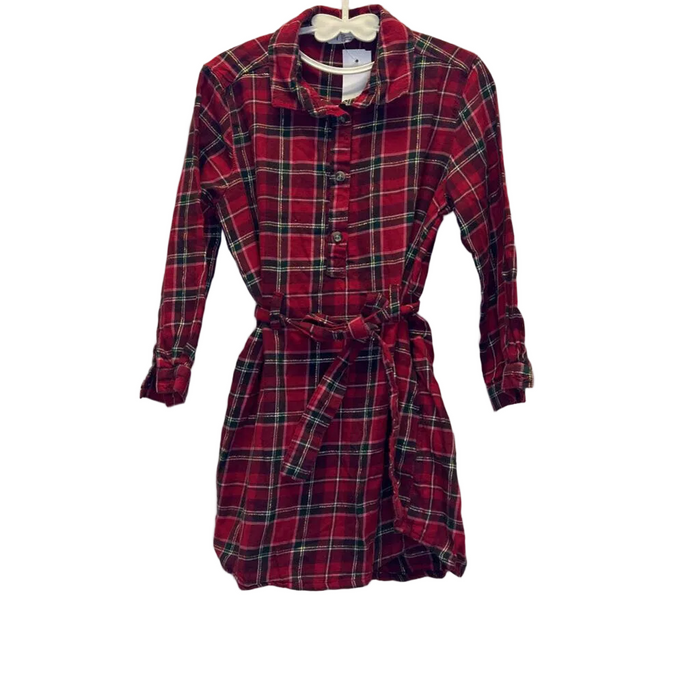 LS Christmas Plaid Dress/Belted Waist
