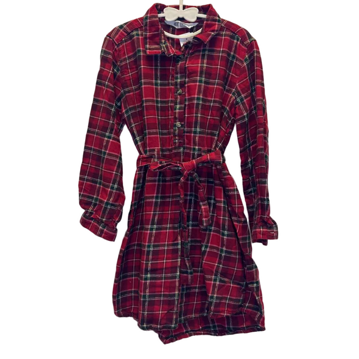 LS Christmas Plaid Dress/Belted Waist