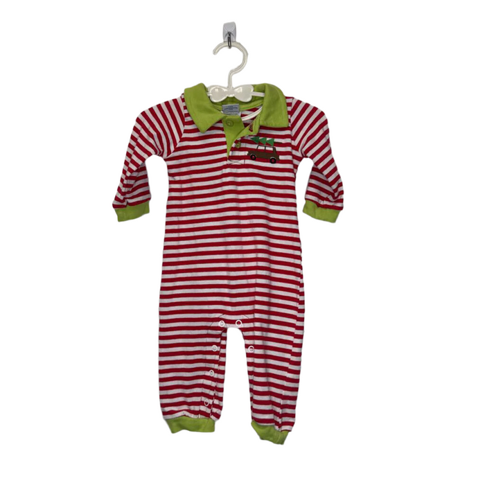LS Collared Romper / Truck + Christmas Tree