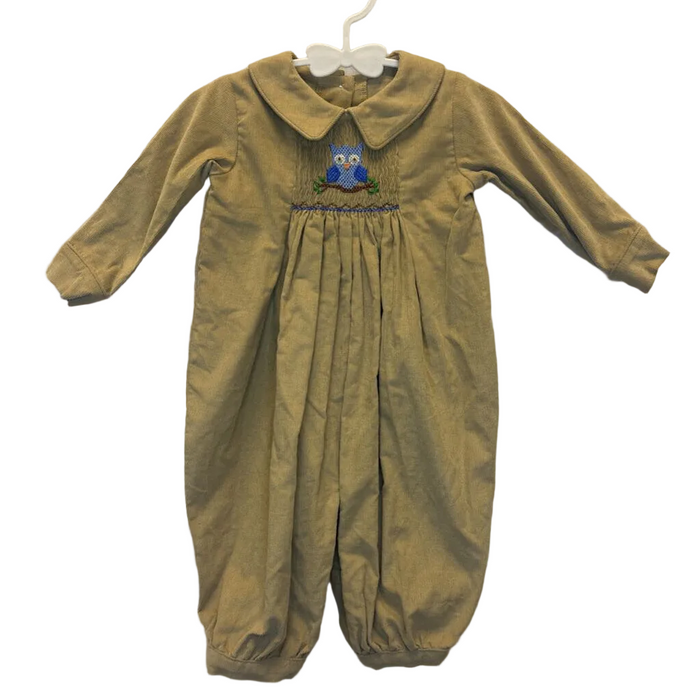 LS Corduroy Smocked Romper / Owl