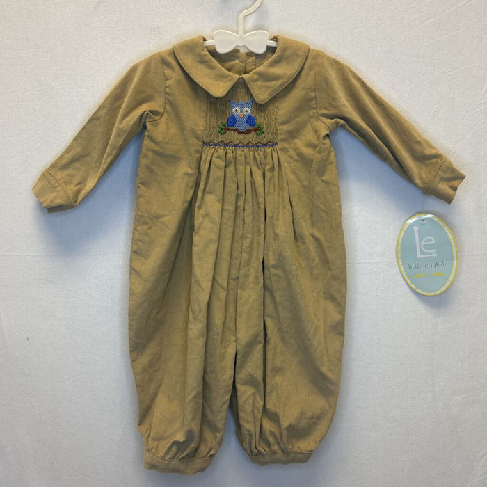 LS Corduroy Smocked Romper / Owl