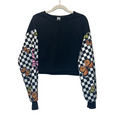 LS Cropped Sweater / Checkers + Butterflies
