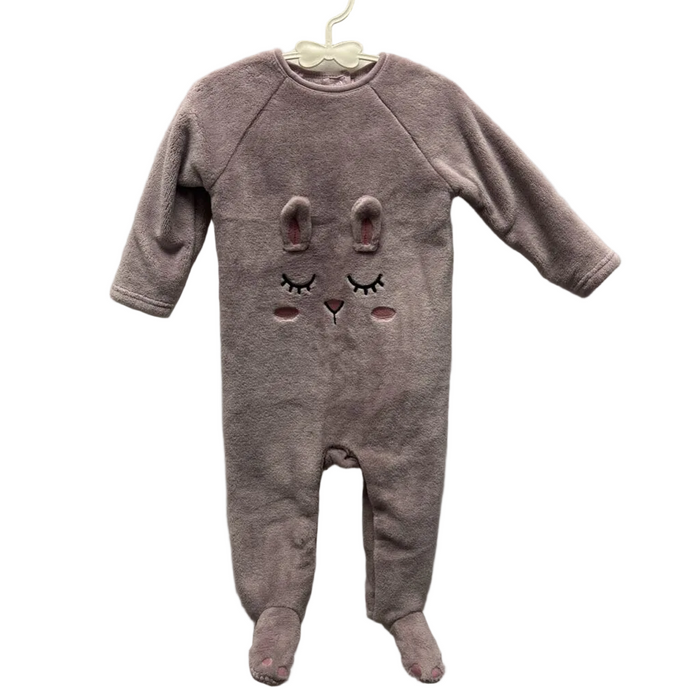 LS Fleece Footed Onesie / Bunny Face
