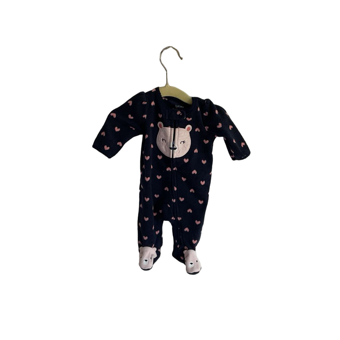 LS Fleece Footed Onesie / Hearts