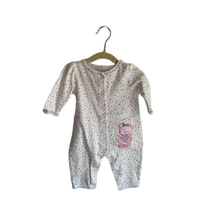 LS Footed Onesie / Polka Dots