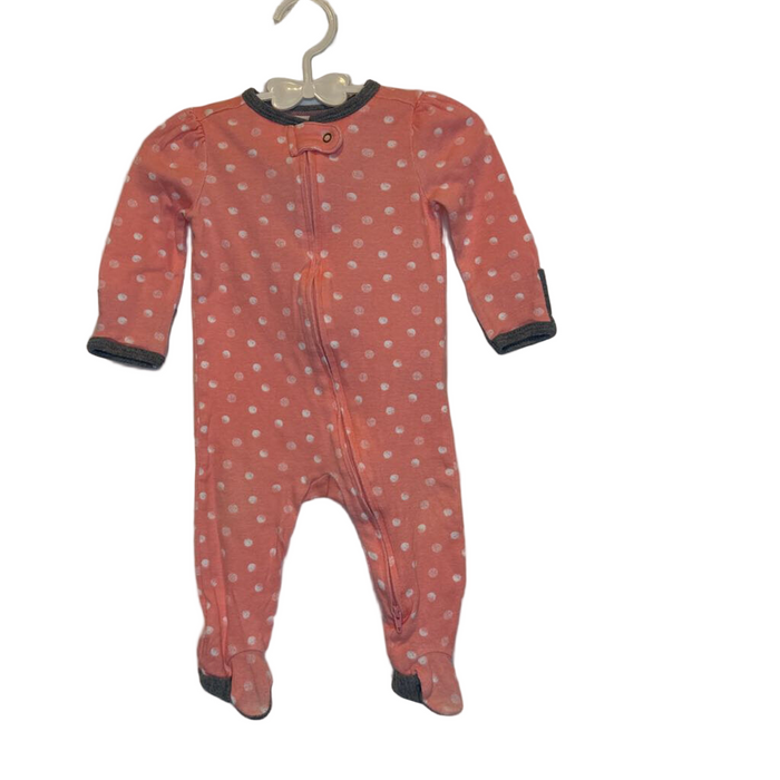 LS Footed Romper / Polka Dots