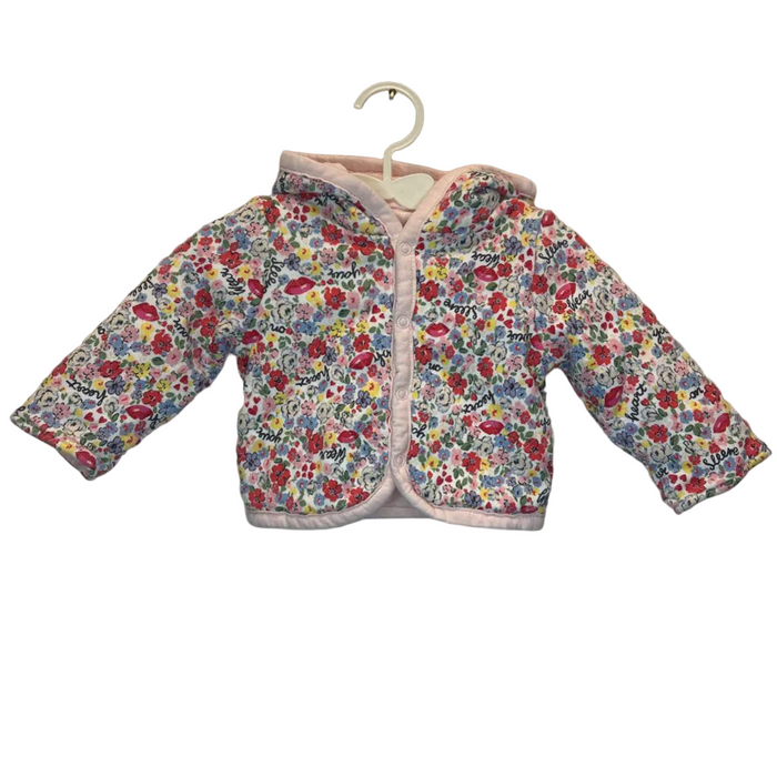 LS Hooded Quilted Snap Down Coat/Floral