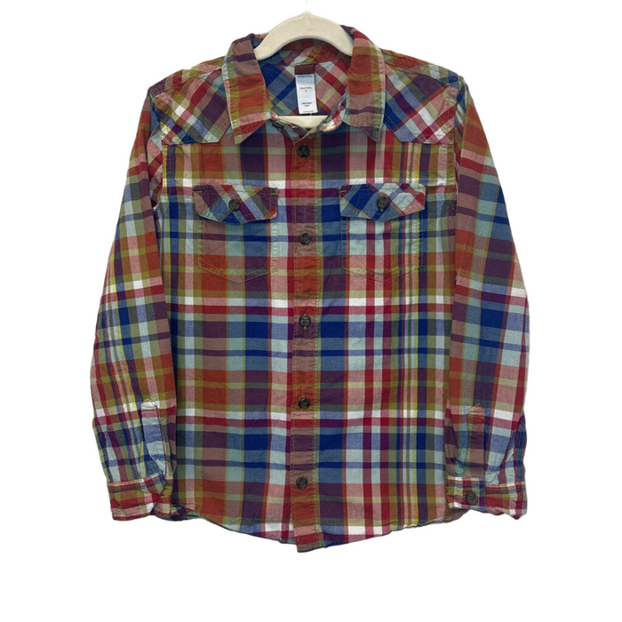 LS Plaid Collared Button