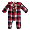 LS Plaid Romper / Reindeer