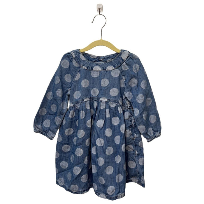 LS Polka Dot Denim Dress