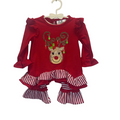 LS Shirt + Striped Pants / Reindeer