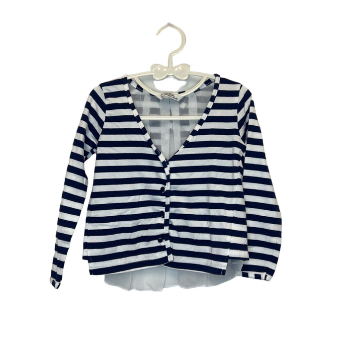 LS Stripe Button Up Blouse / Open Back