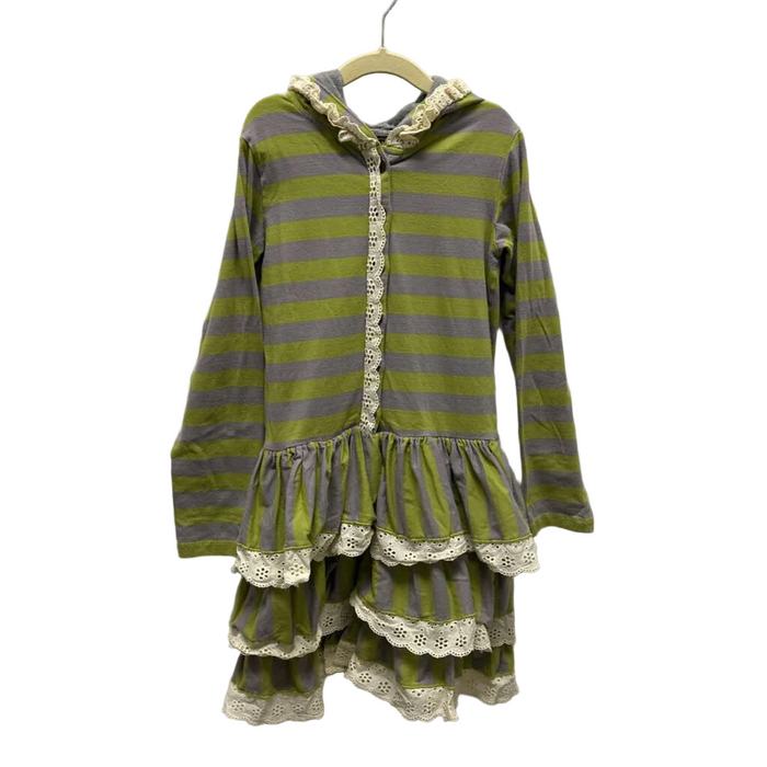 LS Striped Button Down Dress / Hood