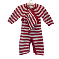 LS Striped Christmas Romper + Hat