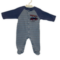 LS Striped Footed Onesie / Mommy's Hero