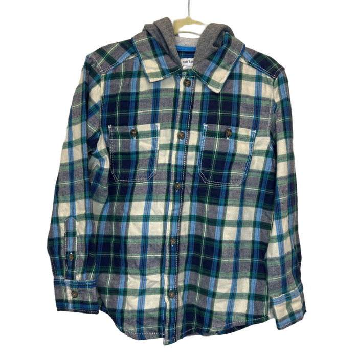OT LS Hooded Button-Down Flannel/Plaid