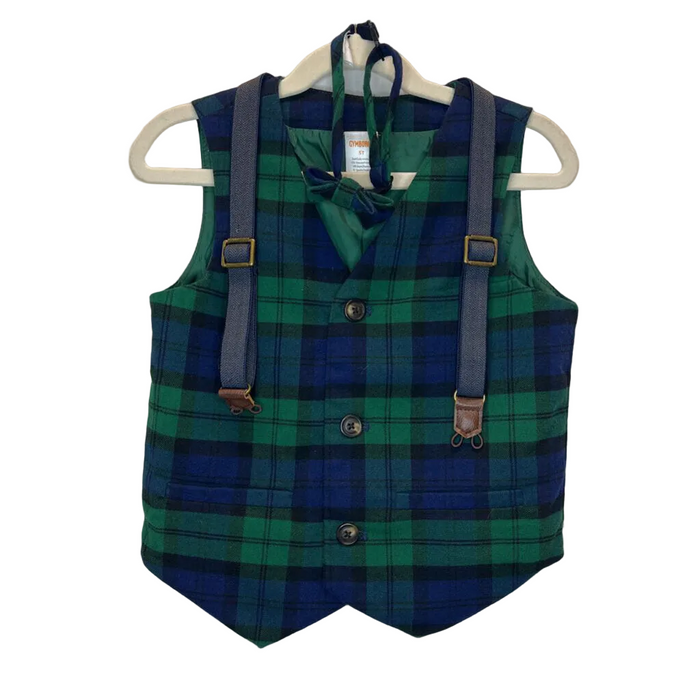 Plaid Vest/Bowtie/Suspender Set