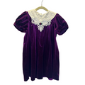 Puff Sleeve Velvet Dress / Crochet Collar
