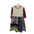 Qtr Sleeve Multi Pattern Dress