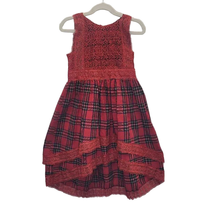 Sleeveless High Low Plaid Dress