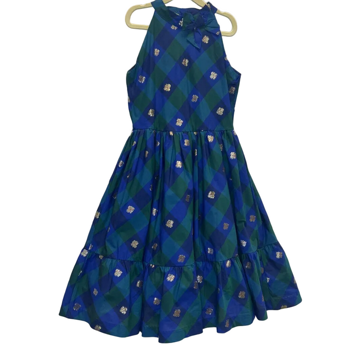Sleeveless High Neck Dress/ Gold Flowers