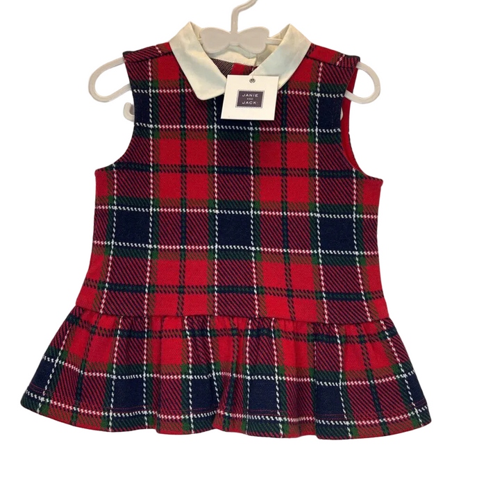 Sleeveless Peter Pan Collared Tunic Top Plaid