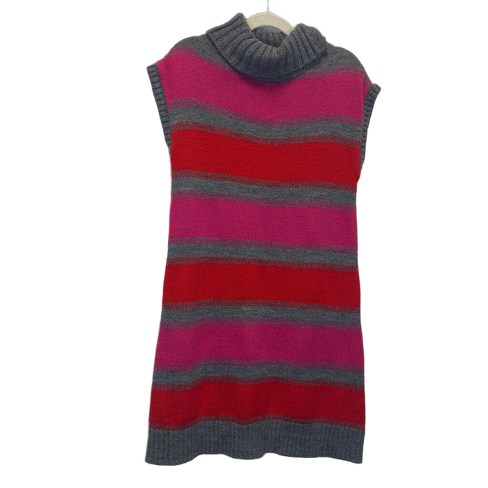 Sleeveless Sweater Tunic/Turtleneck/Striped