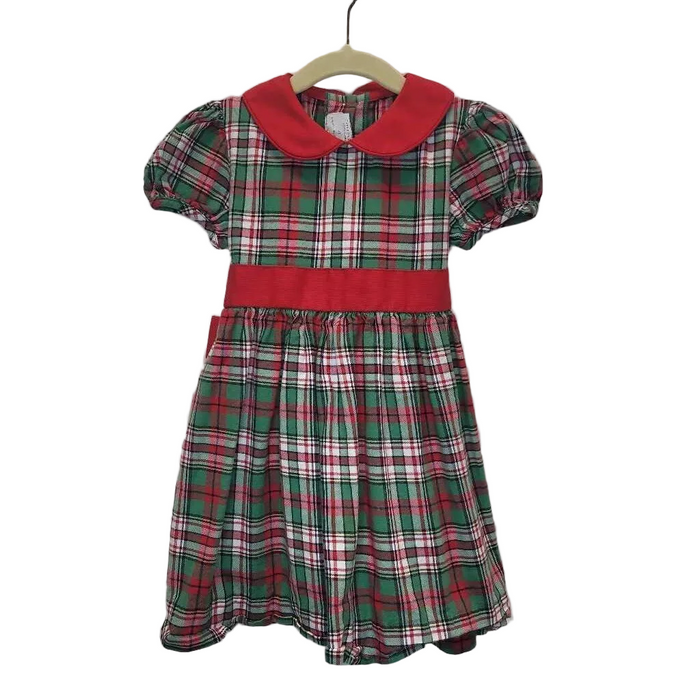 SS Peter Pan Collared Dress Tie Back/Plaid