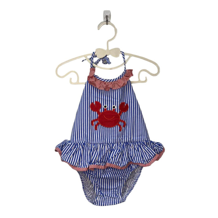 Tie Neck Striped Romper / Crab