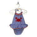 Tie Neck Striped Romper / Crab